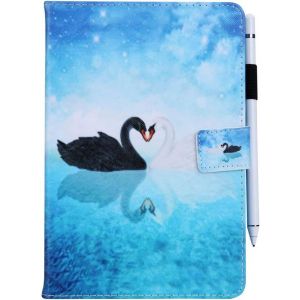 Antichoc 360 Protection en Cuir PU Rigide Housse Pochette ?tui de Protection pour Universelle Tablette 8 Pouces Bleu avec Motif Animaux Cygne Noir Flip Pochette Etui a Rabat Support Fonction - Neuf