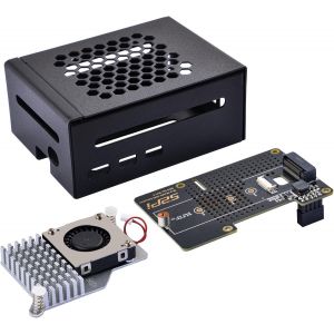 Metal Case with N04 PCIe M.2 Key-M NVMe SSD PCIe Peripheral Board for Raspberry Pi 5,with Raspberry Pi 5 Official Active Cooler,Support M.2 NVMe SSD 2230 2242 2260 2280 - Neuf