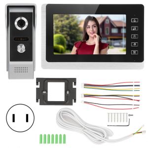 Sonnette video filaire TFT LCD 7 pouces, vision nocturne bidirectionnelle, systeme de securite domestique etanche, prise 100-240 V US - Neuf