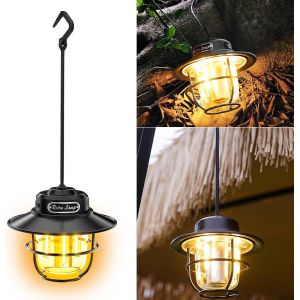 Eryi-Lampe De Camping Led, Portable, Rechargeable, Lampe De Tente Usb À Suspendre, Intensité Variable En Continu 1300-6500 K, Lampe Suspendue Rétro, Lampes De Camping Ipx4, Étanche Pour Coupure De Co - Neuf