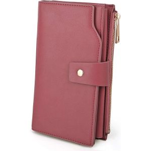 Femme Portefeuille Blocage Rfid En Pu Cuir Avec Bracelet Grande Capacité(21 Emplacements De Cartes) Poche Intérieure Convient Aux Portables 5.5 - Neuf