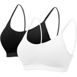 2pcs Soutiens Gorge Sans Armatures Pour Femme, Bustier Sans Coutures Soutien Gorge De Sport Sommeil Yoga Avec Bretelles Simples Et Coussinets Amovibles - Neuf