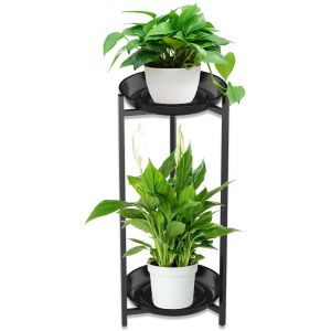 2 Niveaux Porte Plante Interieur Étagère Plante¿Ronde En Métal À Pour Plantes¿Support De Pot De Fleurs Pour Intérieur Et D'extérieur Balcon,Salon,Jardin,Terrasse - Neuf