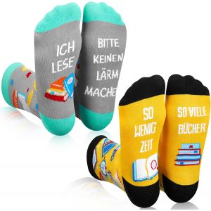 Jgd-2 Paires Cadeaux Pour Les Rats De Biblioth&egrave;que Chaussettes Amusantes Avec Inscription Sur La Semelle Chaussettes Rat De Biblioth&egrave;que Cadeau D'anniversaire Cadeau Pour Les Amateurs De Livres - Neuf