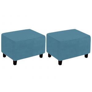 Housse De Coussin Rectangulaire Pour Pouf, Bleu Paon - Lot De 2 - Neuf