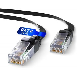 KAL-Plat Câble Ethernet 15M, Reseau Lan Cat 6 Haut Debit Pour Une Connexion Internet Rapide & Fiable | Câble Ethernet Plat Awg24, Cat6 Rj45 Utp Cca 1 Gbps (15 Mètres, Noir) - Neuf