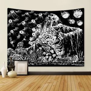 Tapisserie Murale À Motif Tête De Mort Noir Et Blanc 130 X 150 Cm Pour La Nature - Neuf