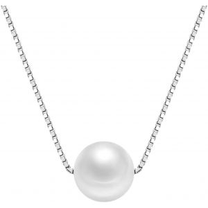 Kal-Collier Femme Avec Perle Blanche Argent Collier Perle En Argent Sterling 925 Pendentif Femme Collier Perle Ras De Cou Bijoux Femme Collier De Perles Simple Perle Pour Femmes Et Filles - Neuf