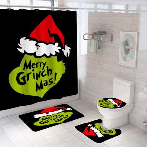 Gr.Po A Vol&eacute; 4 Pi&egrave;ces De La Non-D&eacute;rapant Bain Tapis De Jeu Comprend Le Tapis De Bain, Contour De Tapis, Toilette D'un Couvercle, Rideau De Douche Et 12 Crochets, D&eacute;cor De Salle De Bain Tendance - Neuf