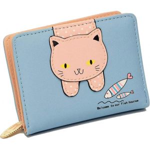 Mini Portefeuille Mignon Cuir Mignon Chat Porte-Carte Portefeuille Avec Formes En Chats Pour Femmes Filles Porte-Carte,Portable Et Pratique,Bleu,Un Excellent Cadeau Pour Les Femmes Et Les Filles - Neuf