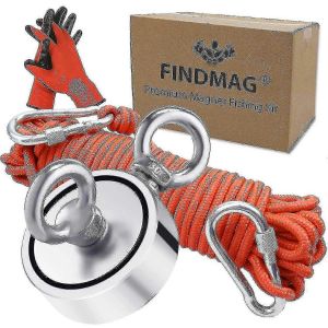 Ensemble De P&ecirc;che Magn&eacute;tique Aespa,Aimant De P&ecirc;che &Agrave; Force De Traction Fort De 300 Kg,Aimant Rond En N&eacute;odyme Fishin - Neuf