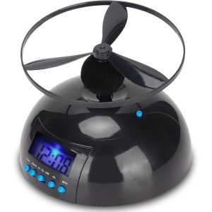 R&eacute;veil volant, r&eacute;veil num&eacute;rique LED original, r&eacute;veil &agrave; h&eacute;lice d'h&eacute;licopt&egrave;re, cadeau cr&eacute;atif pour r&eacute;veiller les gros dormeurs, gar&ccedil;ons et filles (noir) - Neuf