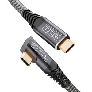 CHECARZHN--NO1-Cable Coudé 2M ¿Câble Usb C Vers Usb C 20Gbps Usb 3.2 Gen2×2 90 Degrés Cable, 4K@@60Hz Hdr, 100W Charge Rapide Quick Charge For Macbook Pro, Xiaomi, Samsung S21 S22 S23 - Neuf