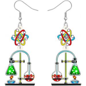 Kal-Acrylique Laboratoire Récipient En Verre Microscopie Boucles D'oreilles Science Instruments Expérimentaux Pendentif Acier Inoxydable Crochet Bijoux Pour Femmes Scientifiques Cadeaux - Neuf