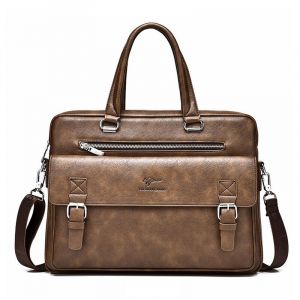 Sac à Main en Cuir pour Homme,Étui à Bombes,Fourre-Tout pour Ordinateur Portable de 15 Pouces,pour le Bureau,Sacoche Latérale à Bandoulière - brown - Neuf