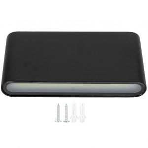 Hjlian Applique Murale Led 12 W Cob En Aluminium, Luminaire D'exterieur De Jardin, Etanche Ip65, Ac85-265 V (Coque Noire, Lumiere Blanche) - Neuf