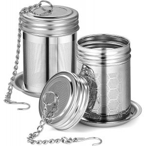 Lot De 2 Passoires À Thé Pour Thé En Vrac-En Acier Inoxydable-Avec Couvercle Et Bac De Récupération-Passoire À Épices-Passoire À Thé Pour Tasses,Théières,Verres (2 Styles) - Neuf