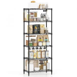 150 cm Meuble &Eacute;tag&egrave;re &agrave; 6 Niveaux COSTWAY, &Eacute;tag&egrave;re R&eacute;glable, Grille en Fil en Forme de V, Charge 408 kg, pour Maison Cuisine Garage - Neuf