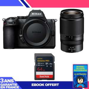 Boitier Nikon Z5 II + 28-75mm f/2.8 + 1 SanDisk 64GB Extreme PRO UHS-II SDXC + Ebook 'Devenez Un Super Photographe - Neuf