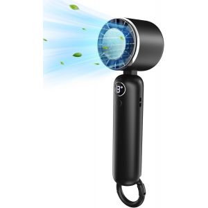 KALANKA-Ventilateur Portable, Mini Ventilateur Portable, Ventilateur de Poche, 3 Vitesses, Batterie de 5000mAh, Affichage Numérique, Petit Ventilateur pour Femmes Hommes Voyages, Extérieur, Camping - Neuf