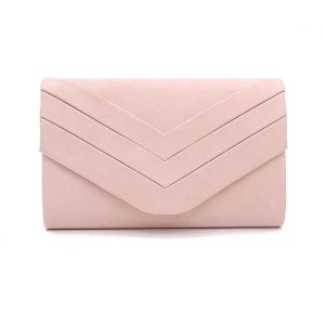 Pochette (rose) avec chaîne Sac à main Support en velours Sac de soirée Pochette - Neuf