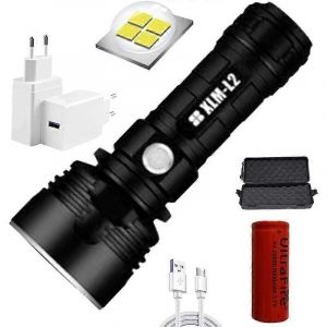 Promotion d'hiver,torche p70,30000-100000 lumens lampe de poche étanche LED ultra lumineuse haute puissance,lampe de poche à 3 modes XLM-P70 50W la plus puissante (simple - Neuf