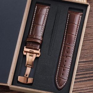 Typi-Bracelets De Montre En Cuir De Vache Véritable Avec Boîte,14mm 16mm 18mm 20mm 21mm 22mm 24mm,Bracelet De Montre Avec Fermoir Papillon,Ceinture|Bnwh-Regd|14mm - Neuf