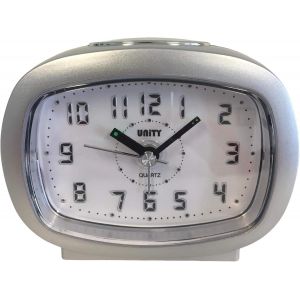 R&eacute;veil Bip Blanc Mat & Lumi&egrave;re LED Bleu 9 x 7,5 x 4,5 cm, 5 x 4,5cm - Neuf