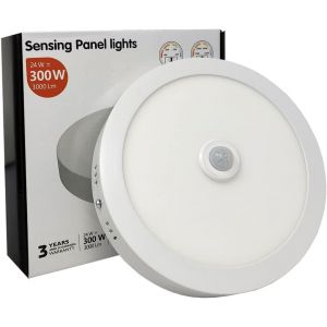 Subzonal-Plafonnier Rond Led Avec D&eacute;tecteur De Mouvement Infrarouge 24w 2400lm &Oslash;225x50mm, Lampe Avec D&eacute;tecteur De Pr&eacute;sence Blanc Neutre 4000k - Neuf