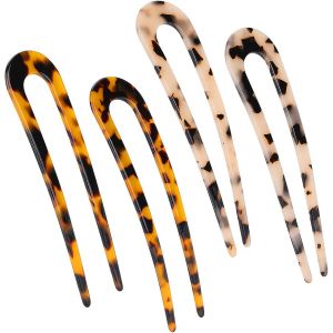 4 Pièces U En Forme D¿Épingle À Cheveux Français Style Cellulose Acétate De Tortue Écaille Fourche Bâtons Pin Pour Femmes - Neuf