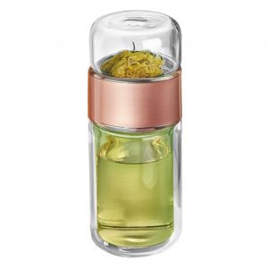 Tasse De SéParation D'eau De Thé De 280ml, Double Couche D'isolation, Bouteille Transparente D'infuseur De Thé Pour Le Quotidien, Or Rose - Neuf