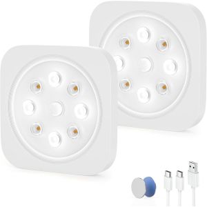 Lampe Led Placard Sous Meuble - 1200Mah 6500K Lumiere Armoire Cuisine Rechargeable Avec Detecteur De Mouvement Interieur Sans Fil - Veilleuse Pour Dressing Escalier | 2 Pack - Neuf