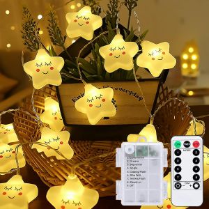 Kal-Guirlande Lumineuse En Forme D'étoile Pour Chambre D'enfant, À Piles, Avec Minuterie Et Télécommande, 3 M, 8 Modes, 20 Led, Lumières Décoratives Pour Chambre À Coucher, Mariage, Noël - Neuf