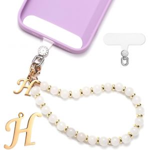 Kal-Jeu Bracelet De Téléphone Perles, Charme De Téléphone Initiales Dragonne De Téléphone Avec Patch Pour Lanière De Téléphone Mains Libres Bracelet De Téléphone Pour Femmes Filles - Neuf