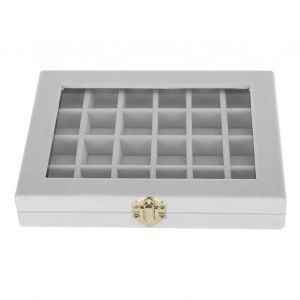 Boite De Rangement Simple Et Portable En Flanelle De Bois Pour Boucles D'oreilles, Bagues, Bijoux, Gris - Neuf