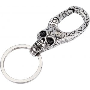 Kal-Acier Inoxydable Porte-Clés Tête De Lion Fermoir Split Porte-Clés Antique Argent Clé Clip Résultats Pour Hommes Femmes Bagages Décoration Clé Organisateur Accessoires Halloween Fête Cadeau - Neuf