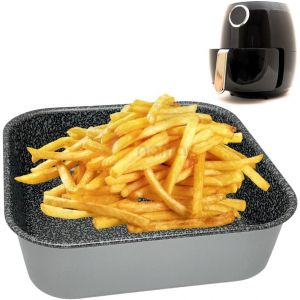 Plaque de cuisson 20x20 cm,Plate pour Air fryer,Moule de cuisson en imitation pierre,Compatible lave-vaisselle,Qualité supérieure,Plaque air fryer avec revêtement antiadhésif - Neuf