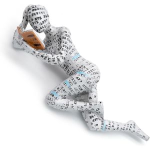 SJZG-Statue Femme En Lecture Figurine Moderne En Résine Statuette Décoration Étagère De Livres Bibliothèque - Cadeau Littéraire Pour Lecteurs Ornements De Salon Maison (C) - Neuf