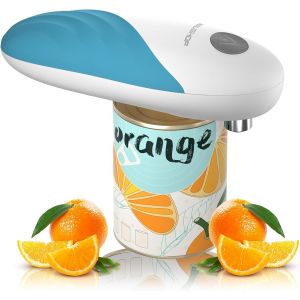 Ouvre-Bo&icirc;te Electrique &agrave; Bord Lisse One Touch HAUSHOF, Ouvre-Bocal Automatique Avec Fonction D&eacute;marrage & Arr&ecirc;t Automatique &agrave; Simple Touche, Gadget de Cuisine avec 4 Piles pour les Cuisiniers-Bleu - Neuf