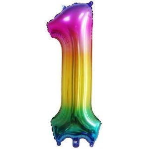 SJZG-Ballon G&eacute;ant En Aluminium En Forme De Chiffre Pour D&eacute;coration De F&ecirc;te D'Anniversaire, Nouvel An, F&ecirc;te Pr&eacute;natale, Anniversaire De Mariage (Arc-En-Ciel, 1) - Neuf