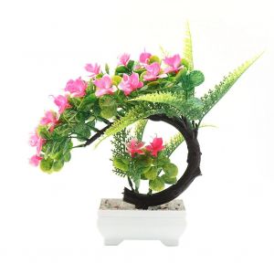 HJLIAN Plante artificielle en pot, decoration de bonsai, pot de fleurs pour la maison et le bureau (rose) - Neuf