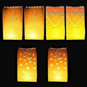 30 pcs bougies sacs de lanterne de bougie sacs,lanternes en papier sacs avec 3 formes,papier résistant aux flammes,bougie en papier Luminaire pour la maison romantique Fête Mariage - Neuf