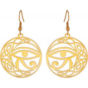 Kal-N?ud Celtique Oeil D'horus Boucles D'oreilles Ankh Croix Déesse Egyptienne Isis Croissant Allah Rond Double Aile Bijoux Amulette Religieuse Pour Femmes - Neuf