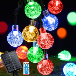 Guirlande Solaire Exterieur, 7m 50 Leds Guirlande Lumineuse Solaires À L'extérieur, 8 Modes Étanche Guirlande Lumineuse Exterieure Solaire Pour Jardin, Cour, Mariage, Fête (Coloré) - Neuf