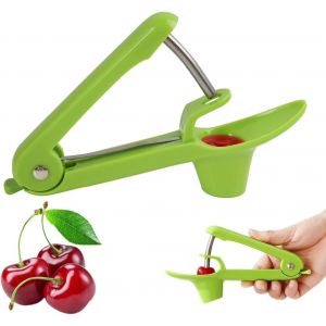 Dénoyauteurs Cerises, Dénoyauteur à Cerises, Olives, Prunes avec Tige Inox et Support Silicone ¿ Dénoyauteur de Cerise Compact, Facile à Nettoyer ¿ Cherry Pitter Cuisine Pratique(Vert) - Neuf