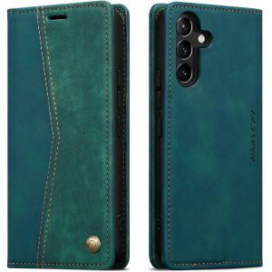 Case For Samsung Galaxy A56, Wallet Card Slots Shockproof Vintage Pu Leather Wallet Case Compatible With Samsung Galaxy A56  Retro Green - Neuf