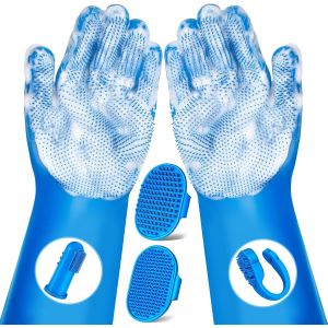 Jgd-Kit De Toilettage Pour Animaux De Compagnie, Gants De Lavage Pour Chien, Brosse De Bain, Doigts De Brosse &Agrave; Dents, Gants De Bain, Brosse &Agrave; Shampooing Pour Chien Et Chat - Neuf