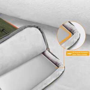 Sacoche Ordinateur Portable,Sacoche Pc Portable 15-15,6 Pouces Compatible Avec Macbook Pro 16,Hp,Dell,Sac Ordinateur Sac Messager C&ocirc;t&eacute; Ouvert Avec 4 Poches Zipper&Poign&eacute;e,Vert Olive - Neuf