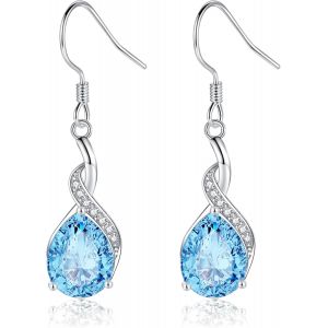 Kal-Boucles D'oreilles Pendantes En Argent Sterling 925 En Forme De Goutte, Boucles D'oreilles Pendantes En Argent 925 Brillant En Forme De Goutte, L&eacute;g&egrave;res Et &Eacute;l&eacute;gantes, Boucles D'oreilles - Neuf