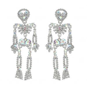 Paire De Halloween Squelette Articulé Boucles D'oreilles De Style Gothique Gros Crâne Long Dangle Halloween Accessoires Pour Les Femmes De Diamant En Alliage De Squelette Unique Boucles D'oreilles - Neuf